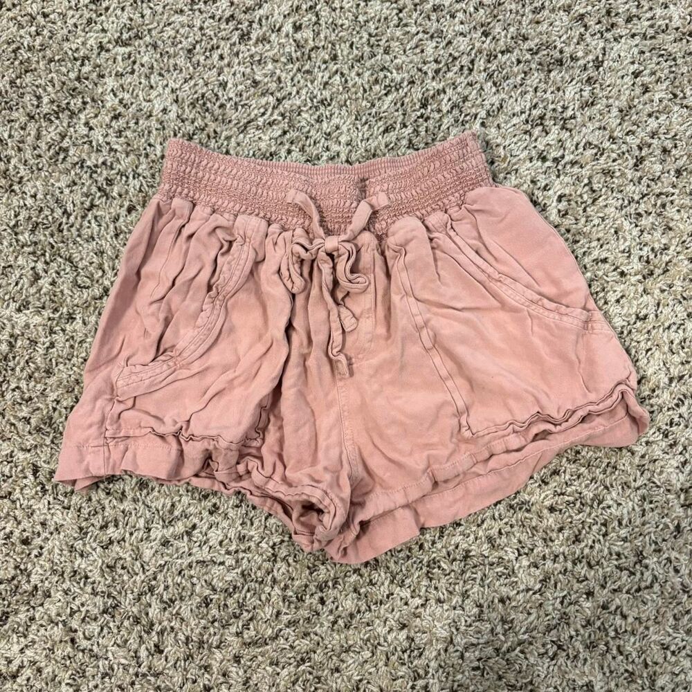 Cisono Womens L Mauve Pink Blush Shorts High Waist, Summer